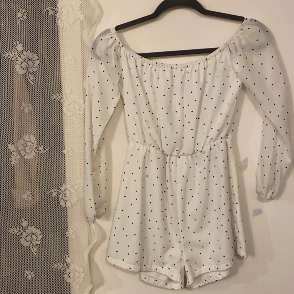 White off shoulders romper.